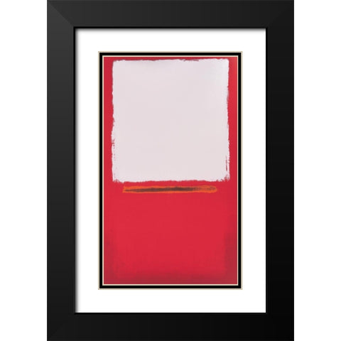 Red Block Black Modern Wood Framed Art Print with Double Matting by Unknown