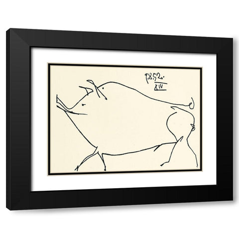Couchon Black Modern Wood Framed Art Print with Double Matting by Unknown