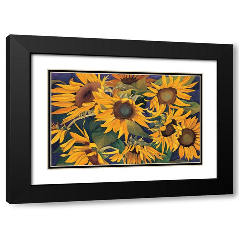 Sunflower Madness Black Modern Wood Framed Art Print with Double Matting by Unknown