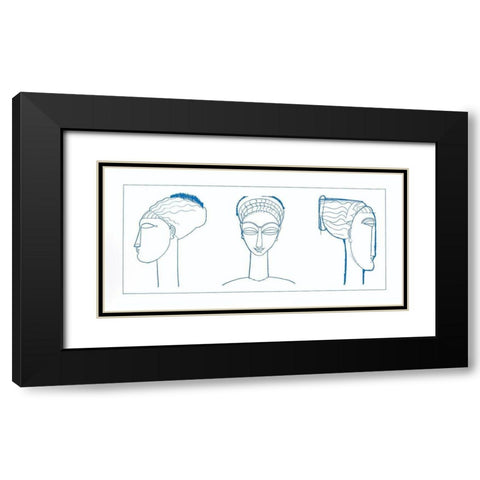 Blue Face Black Modern Wood Framed Art Print with Double Matting by Unknown