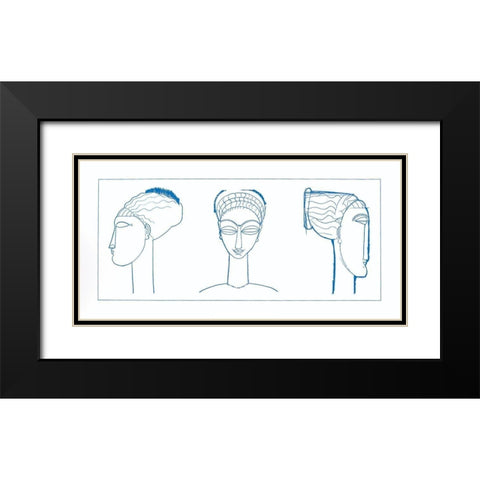 Blue Face Black Modern Wood Framed Art Print with Double Matting by Unknown