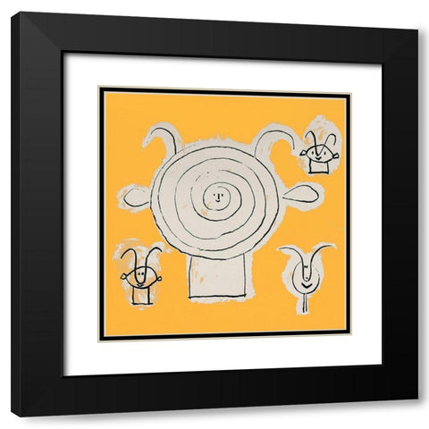 Ants Black Modern Wood Framed Art Print with Double Matting by Unknown