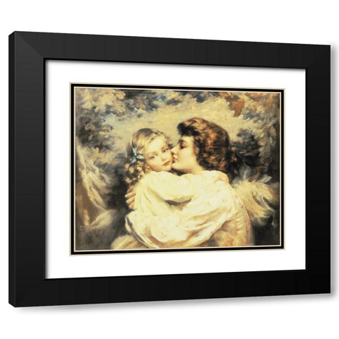 Mother and Child Black Modern Wood Framed Art Print with Double Matting by Unknown