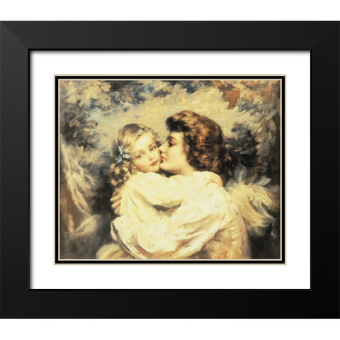 Mother and Child Black Modern Wood Framed Art Print with Double Matting by Unknown
