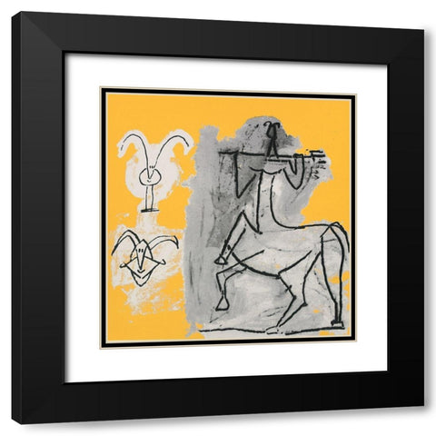 Horseman Black Modern Wood Framed Art Print with Double Matting by Unknown