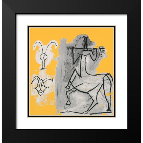 Horseman Black Modern Wood Framed Art Print with Double Matting by Unknown