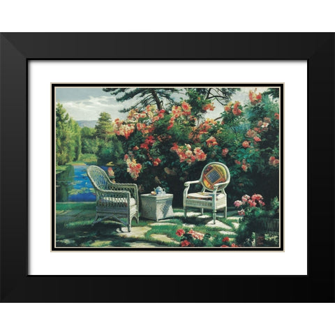 In the Garden Black Modern Wood Framed Art Print with Double Matting by Unknown