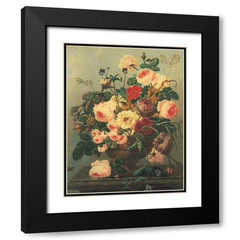 Antique Floral Vase Black Modern Wood Framed Art Print with Double Matting by Unknown