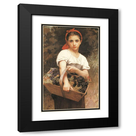 Maiden with Basket Black Modern Wood Framed Art Print with Double Matting by Unknown