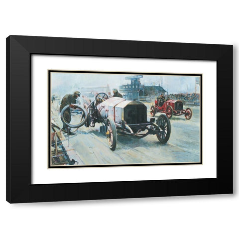 Race Cars 1921 Black Modern Wood Framed Art Print with Double Matting by Unknown