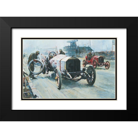 Race Cars 1921 Black Modern Wood Framed Art Print with Double Matting by Unknown