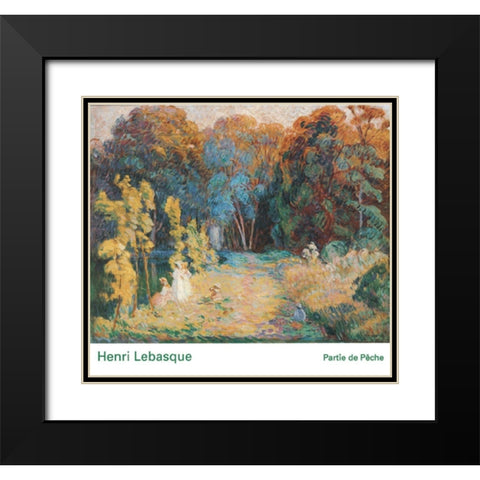 Partie de Peche Black Modern Wood Framed Art Print with Double Matting by Lebasque