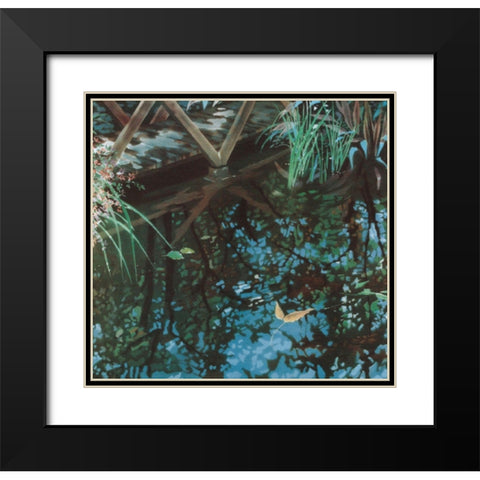 By the Bridge Black Modern Wood Framed Art Print with Double Matting by Unknown