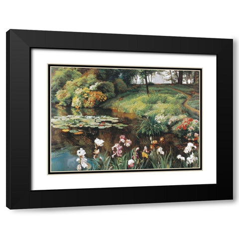 Path by the Lake Black Modern Wood Framed Art Print with Double Matting by Unknown