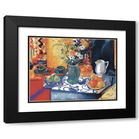 Table Setting Black Modern Wood Framed Art Print with Double Matting by Unknown