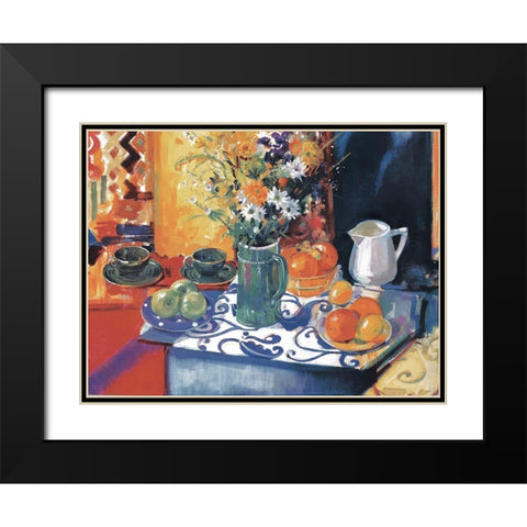 Table Setting Black Modern Wood Framed Art Print with Double Matting by Unknown
