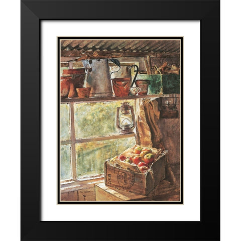 Workshop Window Black Modern Wood Framed Art Print with Double Matting by Unknown