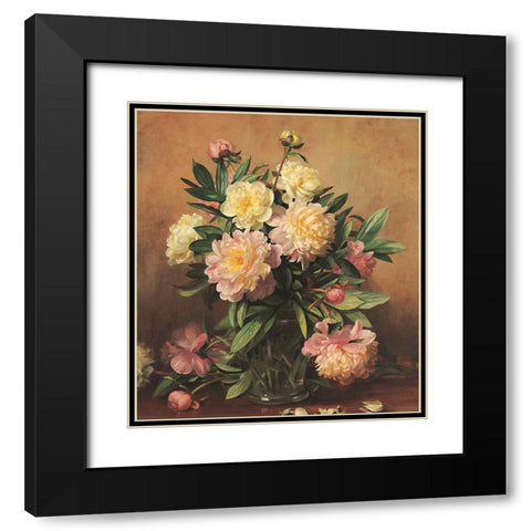 Begonia Floral Black Modern Wood Framed Art Print with Double Matting by Unknown