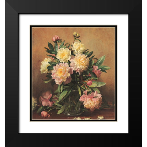 Begonia Floral Black Modern Wood Framed Art Print with Double Matting by Unknown