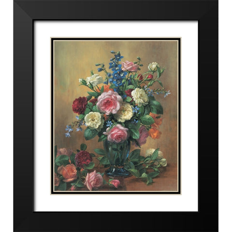 Flowers in Vase Black Modern Wood Framed Art Print with Double Matting by Unknown