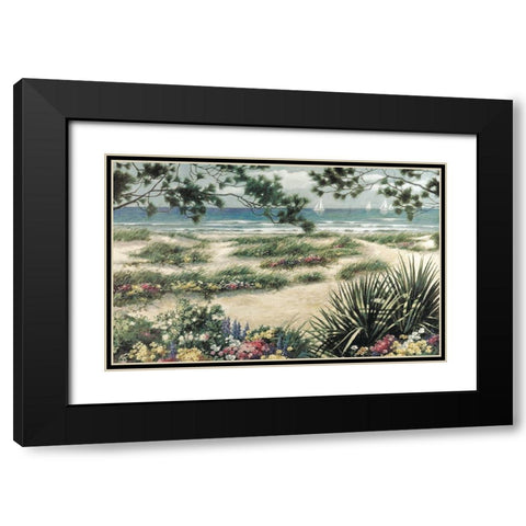 Beach and Sails Black Modern Wood Framed Art Print with Double Matting by Unknown