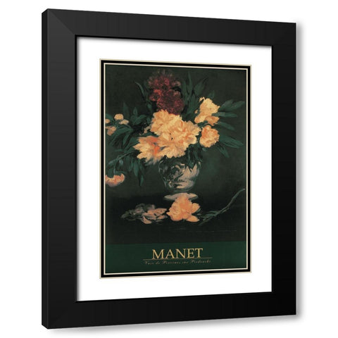 Manet Floral Black Modern Wood Framed Art Print with Double Matting by Manet