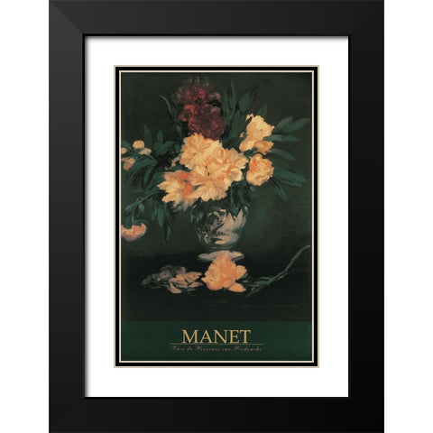 Manet Floral Black Modern Wood Framed Art Print with Double Matting by Manet