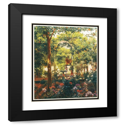 Garden Black Modern Wood Framed Art Print with Double Matting by Unknown