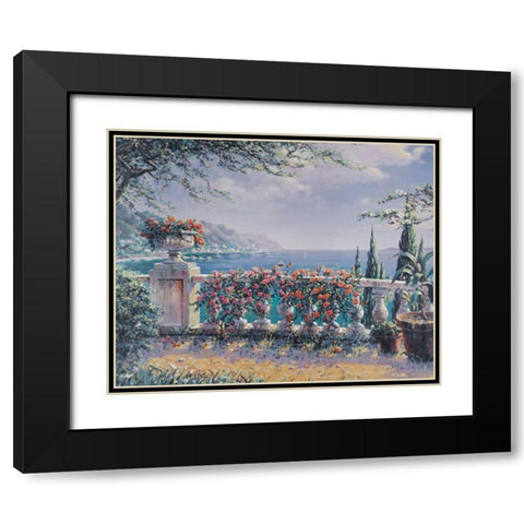 Ocean View Black Modern Wood Framed Art Print with Double Matting by Unknown