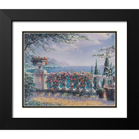 Ocean View Black Modern Wood Framed Art Print with Double Matting by Unknown