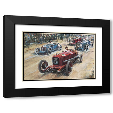Race Cars 1922 Black Modern Wood Framed Art Print with Double Matting by Unknown