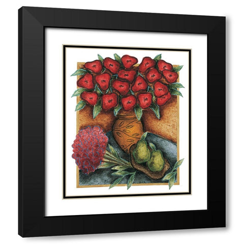 Red Poppies Black Modern Wood Framed Art Print with Double Matting by Unknown
