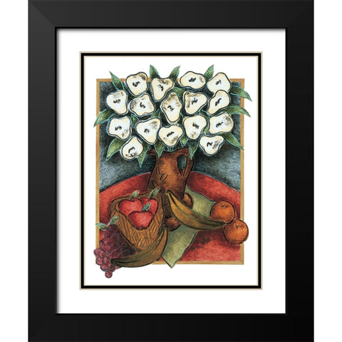 White Poppies Black Modern Wood Framed Art Print with Double Matting by Unknown