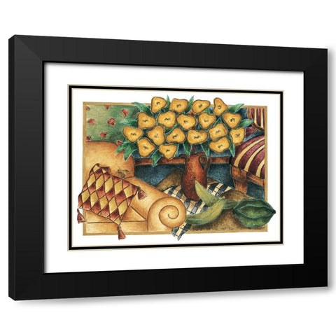 Yellow Poppies Black Modern Wood Framed Art Print with Double Matting by Unknown