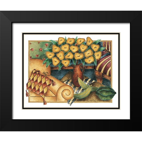 Yellow Poppies Black Modern Wood Framed Art Print with Double Matting by Unknown