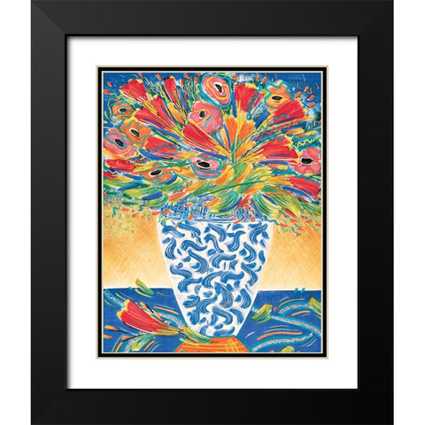 Colorful Floral II Black Modern Wood Framed Art Print with Double Matting by Unknown
