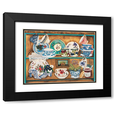 Teacups II Black Modern Wood Framed Art Print with Double Matting by Unknown