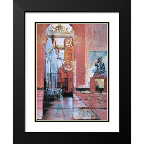 Pink Portico I Black Modern Wood Framed Art Print with Double Matting by Unknown