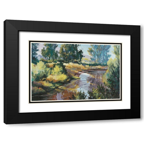 Lazy Stream Black Modern Wood Framed Art Print with Double Matting by Unknown
