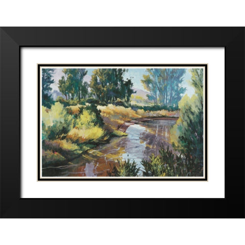 Lazy Stream Black Modern Wood Framed Art Print with Double Matting by Unknown