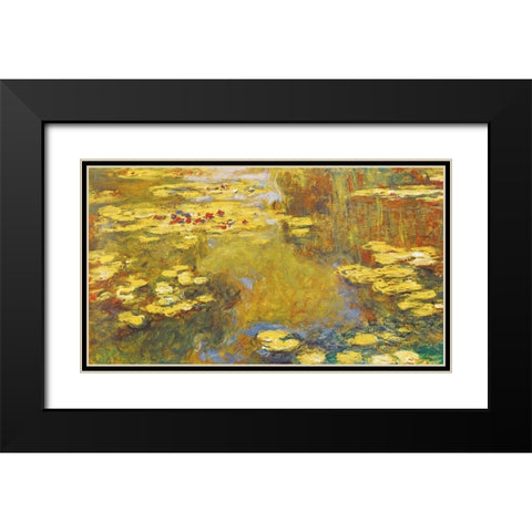 Water Lilys Black Modern Wood Framed Art Print with Double Matting by Unknown