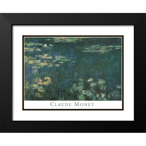 Water Lilies Black Modern Wood Framed Art Print with Double Matting by Monet, Claude