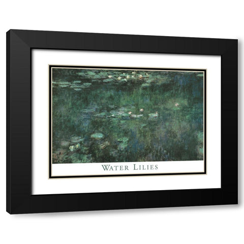 Water Lilies Black Modern Wood Framed Art Print with Double Matting by Monet, Claude