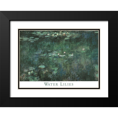 Water Lilies Black Modern Wood Framed Art Print with Double Matting by Monet, Claude