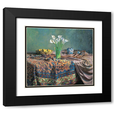 Lilies And Lemons Black Modern Wood Framed Art Print with Double Matting by Unknown
