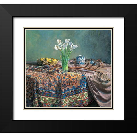 Lilies And Lemons Black Modern Wood Framed Art Print with Double Matting by Unknown