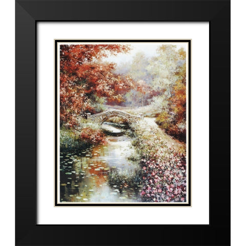Stone Bridge Black Modern Wood Framed Art Print with Double Matting by Unknown