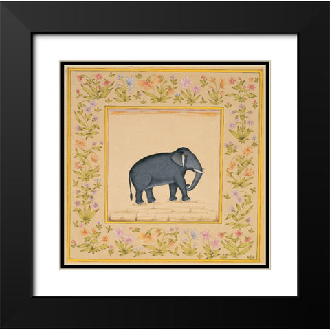 Elephant Black Modern Wood Framed Art Print with Double Matting by Unknown
