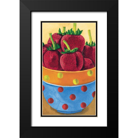 Strawberries Black Modern Wood Framed Art Print with Double Matting by Unknown
