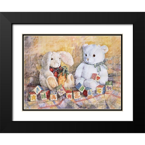 Hippity And Teddy Black Modern Wood Framed Art Print with Double Matting by Unknown